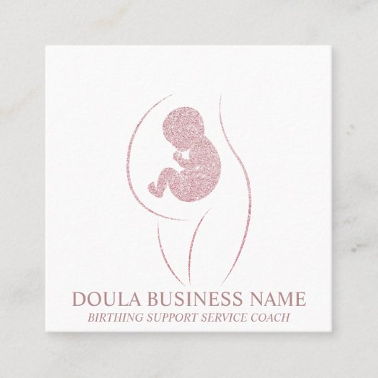 ドゥーラ出産ナース 新米ママ 出生コーチ 赤ちゃん スクエア名刺 (正面)