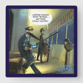 ドゥ文字とタイタおもしろいニック壁時計 スクエア壁時計 (正面)