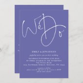 ドゥ スクリプト ブルー QR ウェディング 招待状 (正面/裏面)