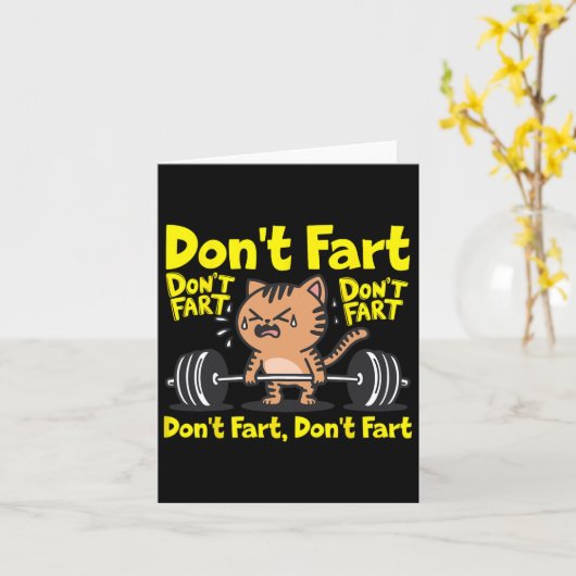 ドウファートジムおもしろいフィットネスキャットトレーニングウエイトリフ カード (黄色い花)