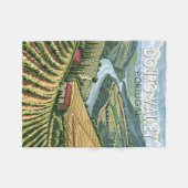 ドウロバレーポルトガルトラベルアートヴィンテージ フリースブランケット (正面(横))