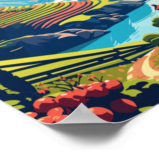 ドウロバレーポルトガルヴィンテージ旅行イラストレーション ポスター (角)