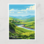 ドウロバレーポルトガルヴィンテージ旅行イラストレーション ポストカード (正面)