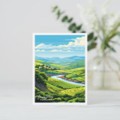 ドウロバレーポルトガルヴィンテージ旅行イラストレーション ポストカード (スタンド正面)