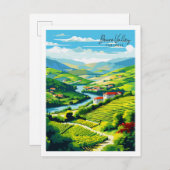 ドウロバレーポルトガルヴィンテージ旅行イラストレーション ポストカード (正面/裏面)