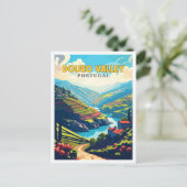 ドウロバレーポルトガルヴィンテージ旅行イラストレーション ポストカード (スタンド正面)