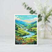 ドウロバレーポルトガルヴィンテージ旅行イラストレーション ポストカード (スタンド正面)