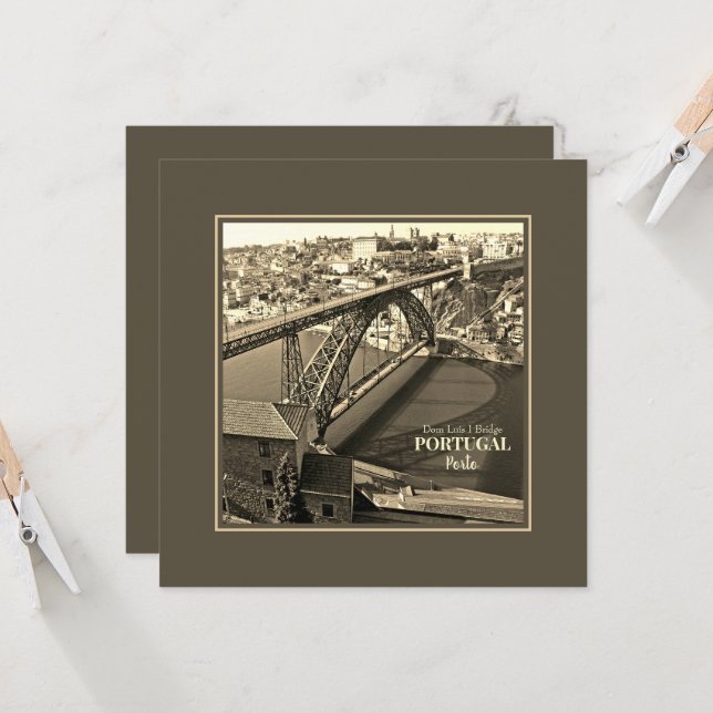 ドウロ川にポルト橋、ポルトガル、セピア (正面/裏面インサイチュ)