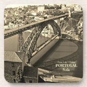ドウロ川にポルト橋、ポルトガル、セピア コースター (正面)