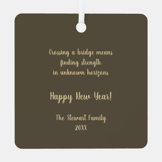 ドウロ川にポルト橋、ポルトガル、セピア メタルオーナメント (裏面)