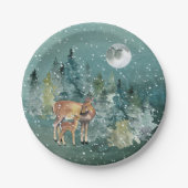 ドエファウンディアフォレストフルムーンスノーフォールホリデー ペーパープレート (正面)