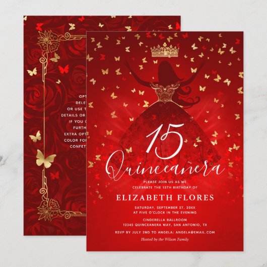ドエレガントレスクラウンレッドと金ゴールドキンセアニェラ 招待状 (正面/裏面)