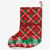 ドカスタムッグの写真&名前、ドッグパウグリーンレッドタータンチェック スモールクリスマスストッキング (裏面)