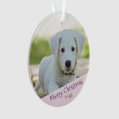 ドカスタムッグペットの写真クリスマスピンクの記念日 オーナメント (正面)