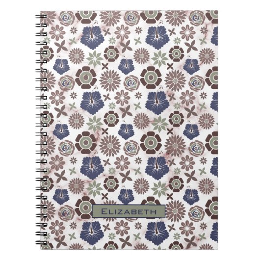 ドカラフルウダル花パーソナライズされた柄 ノートブック (正面)