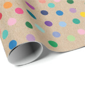 ドカラフルットアートオンブラウン素朴クラフト ラッピングペーパー (ロールコーナー)