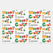 ドカラフルット&ストライプクリスマスパターン ラッピングペーパーシート (正面)