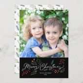 ドカラフルードルズメリークリスマスフォトブラック シーズンカード (正面/裏面)