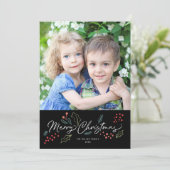 ドカラフルードルズメリークリスマスフォトブラック シーズンカード (スタンド正面)