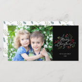 ドカラフルードルズメリークリスマスフォトブラック シーズンカード (正面/裏面)