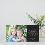 ドカラフルードルズメリークリスマスフォトブラック シーズンカード (スタンド正面)