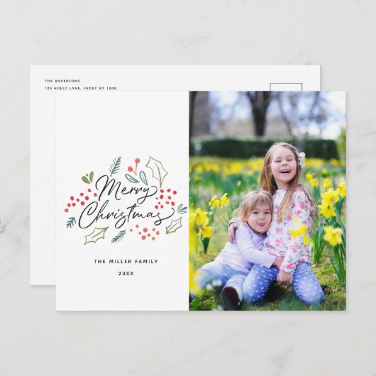 ドカラフルードルズメリークリスマス写真 シーズンポストカード (正面/裏面)