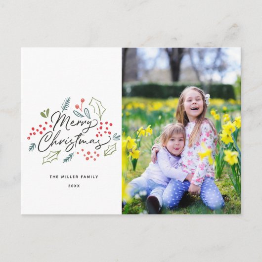 ドカラフルードルズメリークリスマス写真 シーズンポストカード (正面)