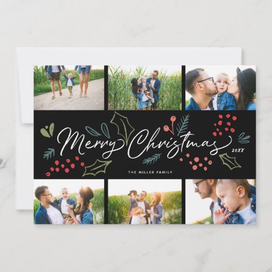 ドカラフルードルズメリークリスマス数々の6枚写真BK シーズンカード (正面)