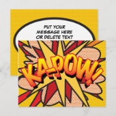 ドカーン！あなたのメッセージを世界に伝えよう！楽しいレトロスタイル 案内ポストカード (正面/裏面)