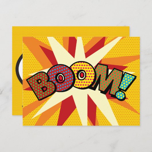 ドカーン!あなたのメッセージを世界の皆に伝えよう!楽しいレトロなスピーチバブル デザインに、あなただ 案内ポストカード (正面/裏面)