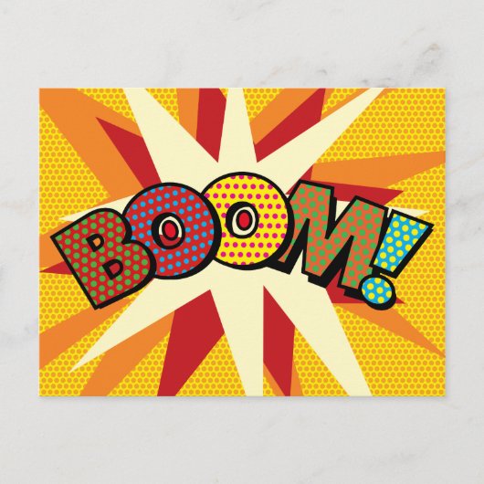 ドカーン あなたのメッセージ スピーチ バブル ファン レトロ 案内ポストカード (正面)