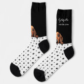 ドキシードダシュンドドッグポープリント白黒カスタム ソックス (左)