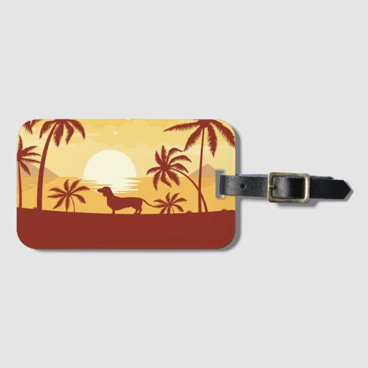 ドキシーママのためのダックスシュントビーチの夕日 ラゲッジタグ (正面横)