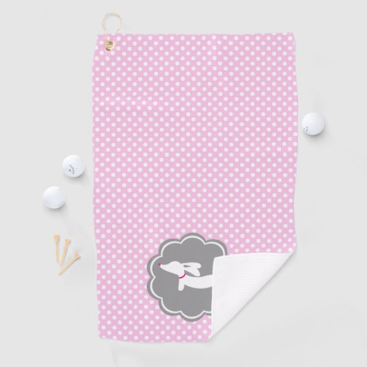ドキシーママ用ダックスシャンドピンク水玉模様ゴルフタオル ゴルフタオル (インサイチュ)