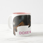 ドキシーママ眠い子犬のマグカップ ツートーンマグカップ (正面左)
