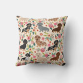 ドキシー花模様枕 – かわいい犬の装飾用クッション クッション (裏面)