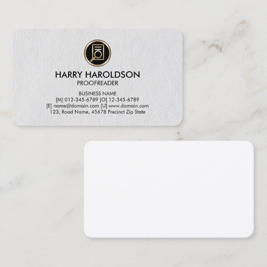 ドキュメントアイコン校正プレミアムビジネスカード 名刺 (正面/裏面)