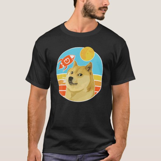 ドギーコーインヴィンテージ暗号犬 Tシャツ (正面)