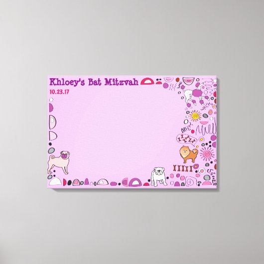 ドギードッグキャンバスバルミツワーサインインメモリーボード キャンバスプリント (正面)