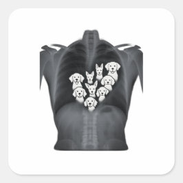 ドギーハートX線 – おもしろい犬恋人デザイン スクエアシール