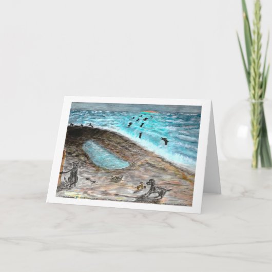 ドギービーチパーティーグリーティングカード カード (正面)