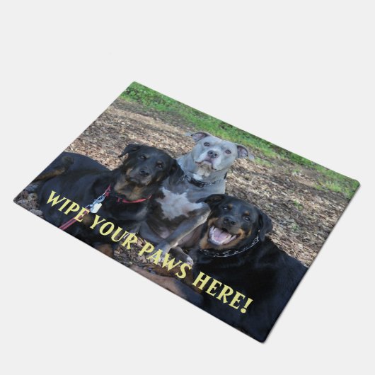 ドギーファミリー写真形式 ドアマット (アングル)