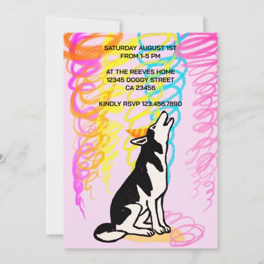 ドギーフレンズ付きバースデーパーティー招待状 招待状 (裏面)