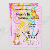 ドギーフレンズ付きバースデーパーティー招待状 招待状 (正面/裏面)