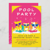 ドギープールパーティの招待状 |カスタマイズ可能 招待状 (正面/裏面)
