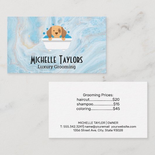 ドギー入浴グルーミング |動物サービス 名刺 (正面/裏面)