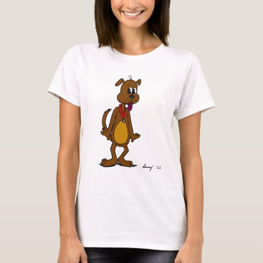 ドギー漫画ウィメンズロングスリーブTシャツ Tシャツ (正面)