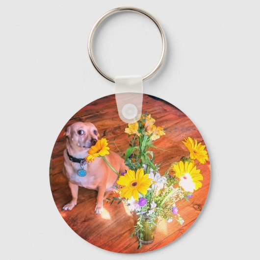 ドギー花の匂いを！ キーホルダー (正面)