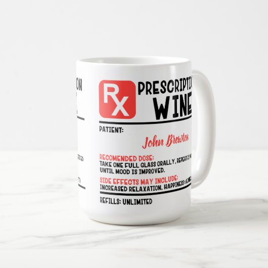 ドクおもしろいパーソナライズされたター・ワイン処方 コーヒーマグカップ (正面右)