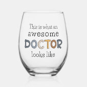 ドクターおもしろいギフト |ドク素晴らしター ステムなしワイングラス (正面)
